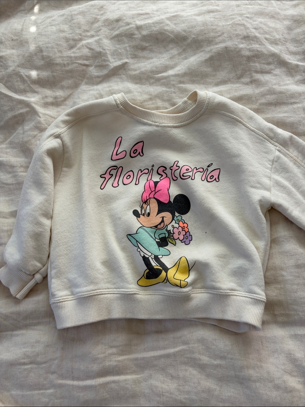 Kids Minnie Mouse 'La Floristeria' Graphic Sweatshirt - White